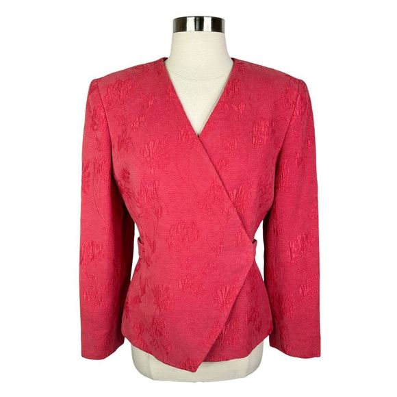Vintage Christian Dior Red Wrap Front Blazer - Size 6 - Picture 1 of 13